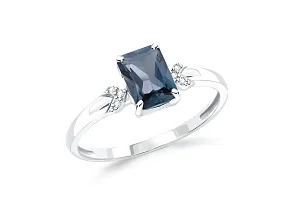 Кольцо из белого золота с топазом лондон и 6 бриллиантами