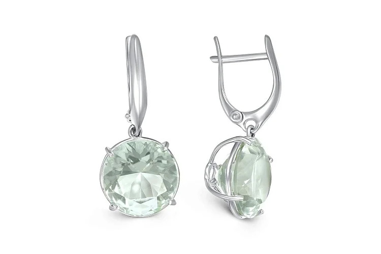 Серьги из белого золота с 2 аметистами