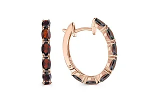 Серьги из красного золота с 14 гранатами