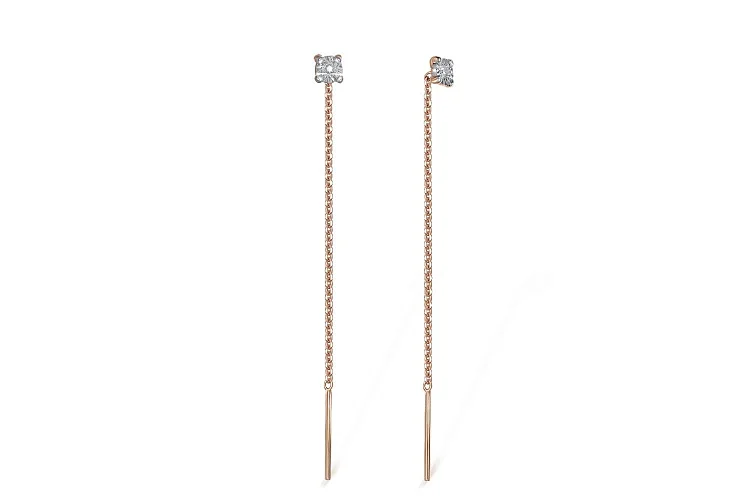 Серьги-продёвки из красного золота с 2 бриллиантами