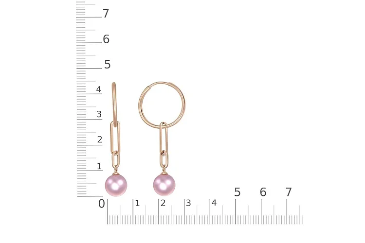 Серьги из красного золота с 2 жемчужинами