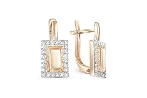 Серьги Прямоугольники из красного золота с 240 фианитами