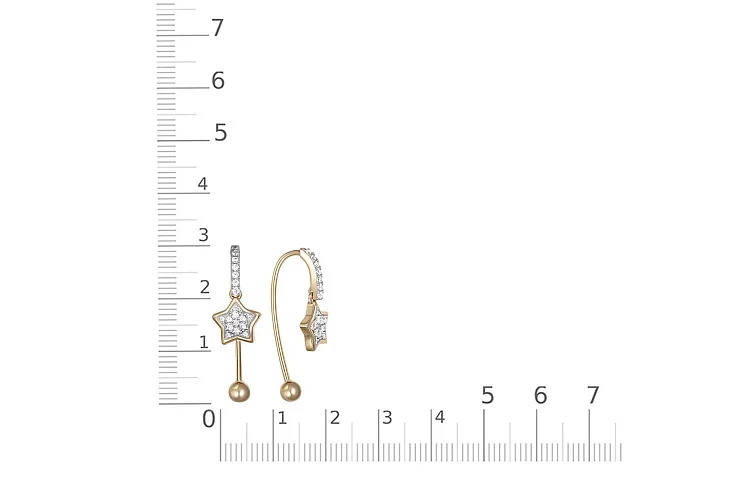 Серьги из жёлтого золота с 38 фианитами