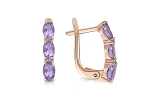 Серьги Дорожки из красного золота с 6 аметистами