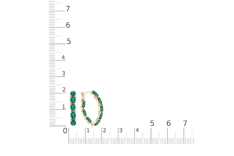 Серьги из жёлтого золота с 16 изумрудами и 8 фианитами