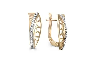 Серьги из жёлтого золота с 28 фианитами