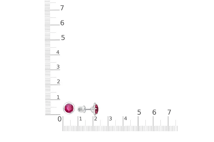Серьги-пусеты из белого золота с 2 рубинами