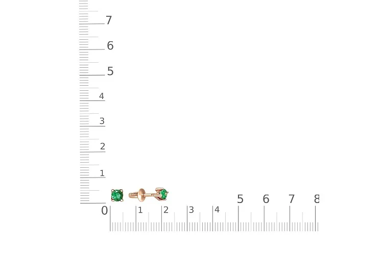 Серьги-пусеты из красного золота с 2 изумрудами