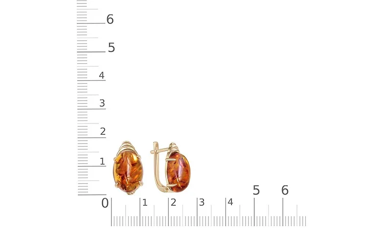 Серьги из жёлтого золота с янтарём