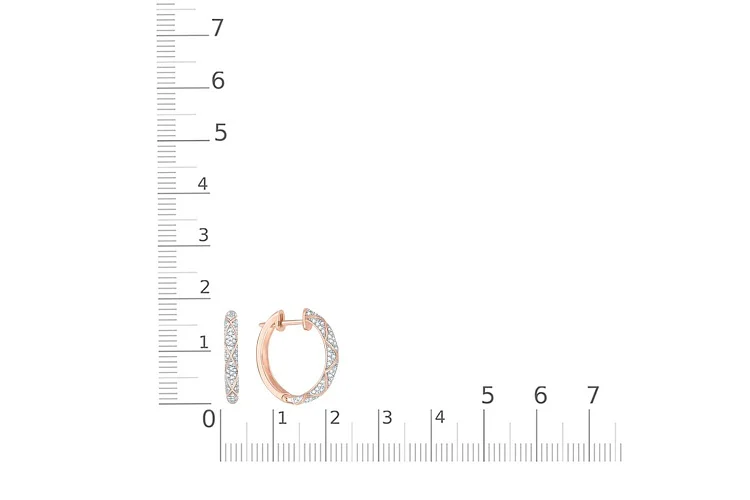 Серьги из красного золота с 132 фианитами