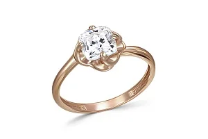 Кольцо из красного золота с кристаллом swarovski