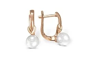 Серьги из красного золота с 2 жемчужинами