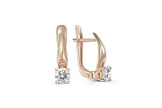 Серьги из красного золота с 2 фианитами