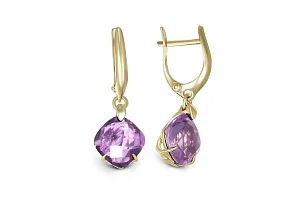 Серьги из жёлтого золота с 2 аметистами
