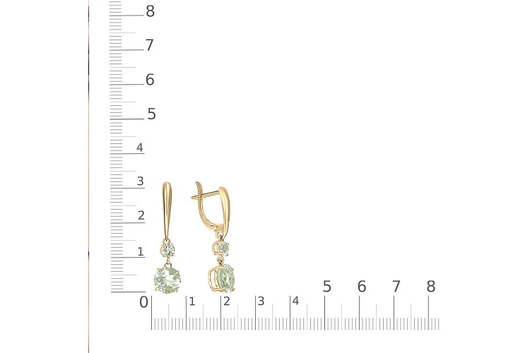 Серьги из жёлтого золота с 4 аметистами