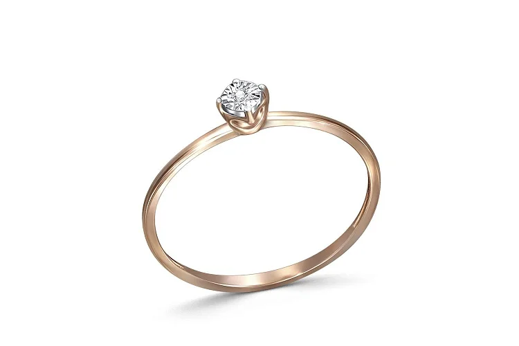 Кольцо из красного золота с бриллиантом