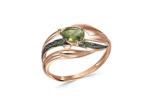 Кольцо из красного золота с 9 турмалинами