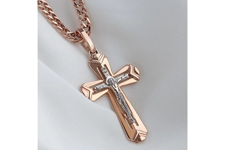 Крест из красного золота без вставок