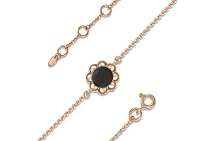 Детский браслет Цветок из красного золота с ониксом