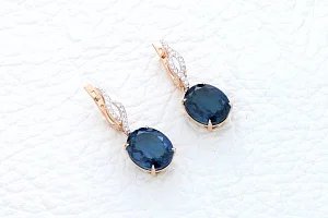 Серьги из красного золота с 2 ситаллами и 24 фианитами