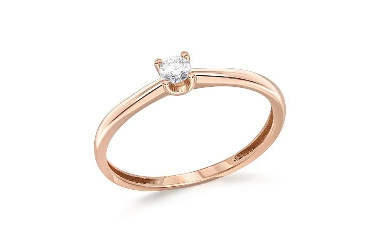 Кольцо из красного золота с муассанитом