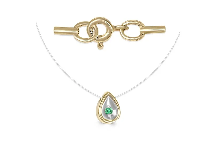 Колье из жёлтого золота с изумрудом