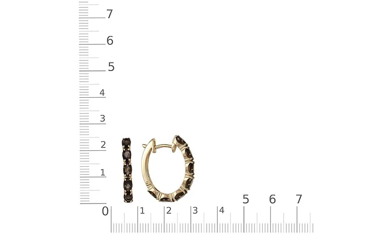 Серьги из жёлтого золота с 14 раухтопазами