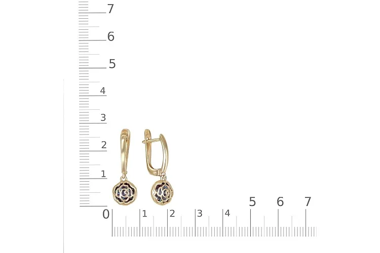 Серьги Цветы из жёлтого золота с 4 александритами