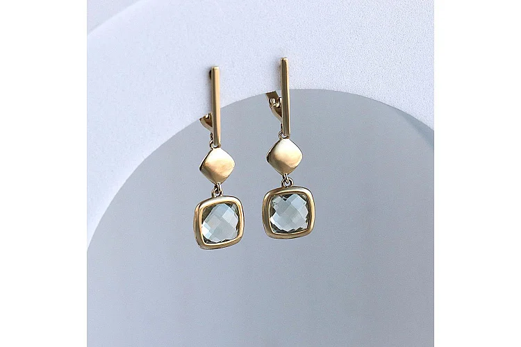 Серьги из жёлтого золота с 2 аметистами