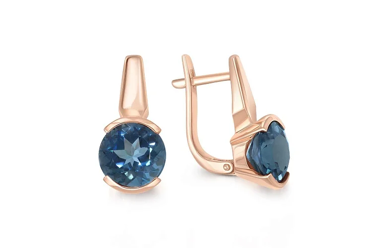 Серьги из красного золота с 2 топазами лондон