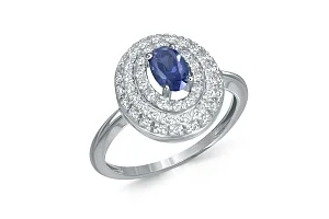 Кольцо из белого золота с корундом и 55 бриллиантами