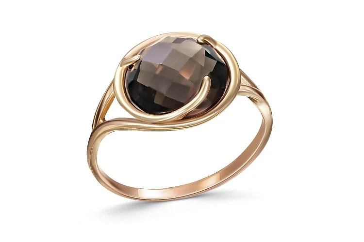 Кольцо из красного золота с раухтопазом