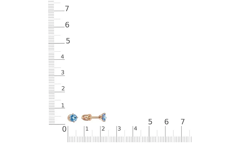 Серьги-пусеты из красного золота с 2 топазами swiss