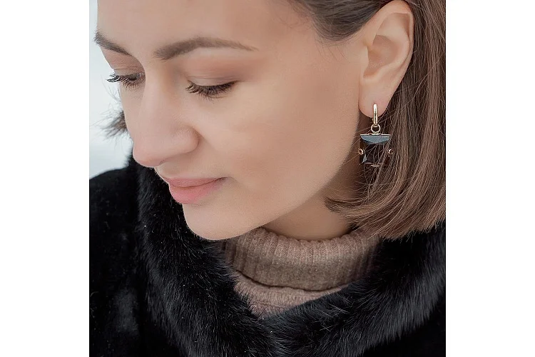 Серьги-трансформеры из жёлтого золота с 2 раухтопазами