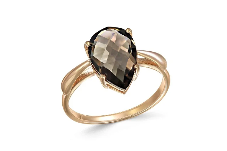 Кольцо из красного золота с раухтопазом