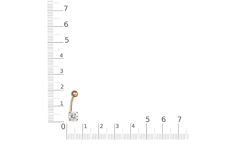 Пирсинг из красного золота с фианитом