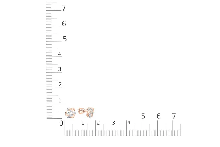 Серьги-пусеты Цветы из красного золота с 6 фианитами