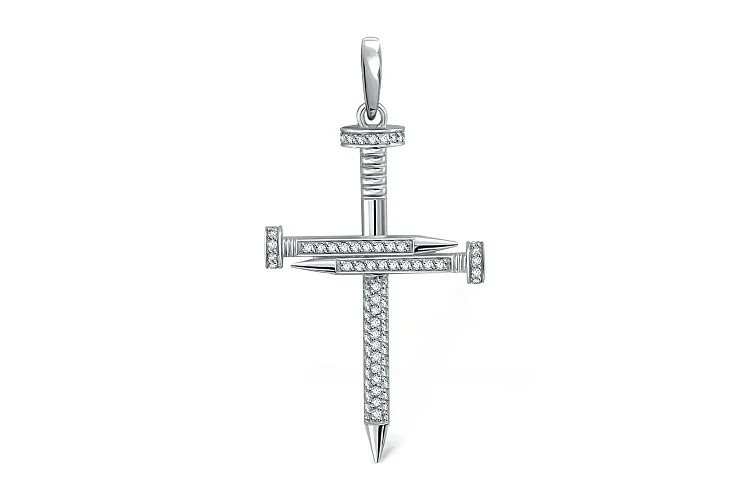 Подвеска Гвоздь из белого золота с 88 бриллиантами