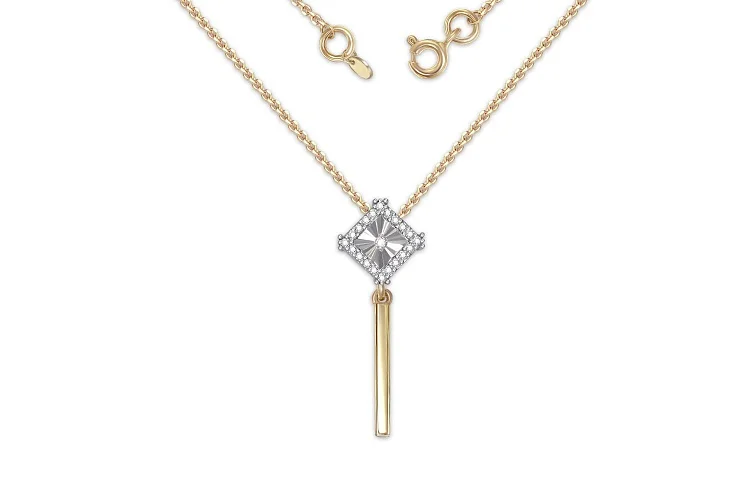 Колье Квадрат из жёлтого золота с 21 бриллиантами