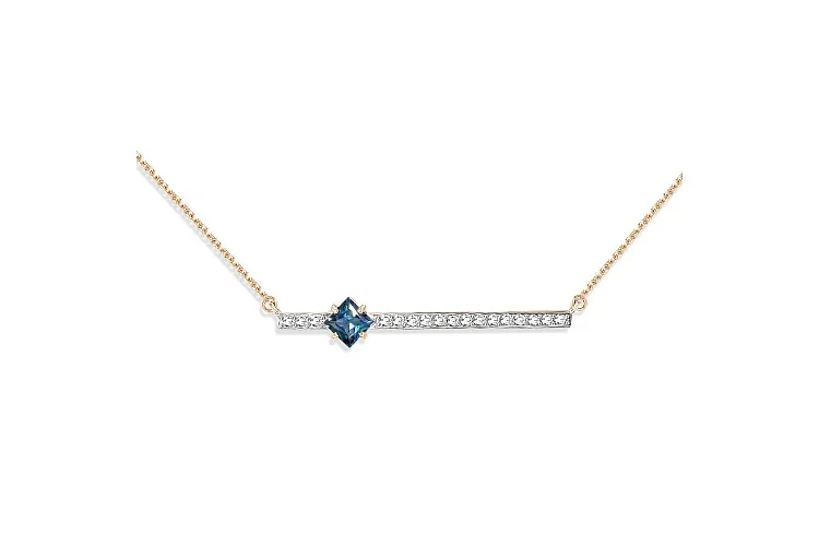 Колье Дорожка из красного золота с топазом лондон и 17 фианитами