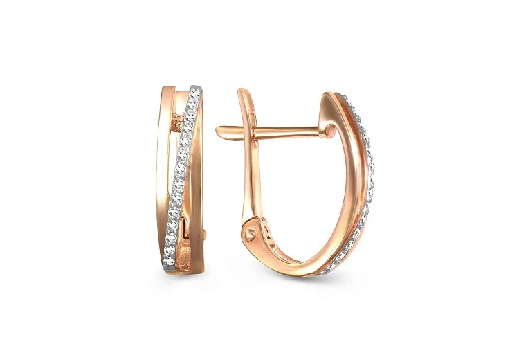 Серьги из красного золота с 28 бриллиантами