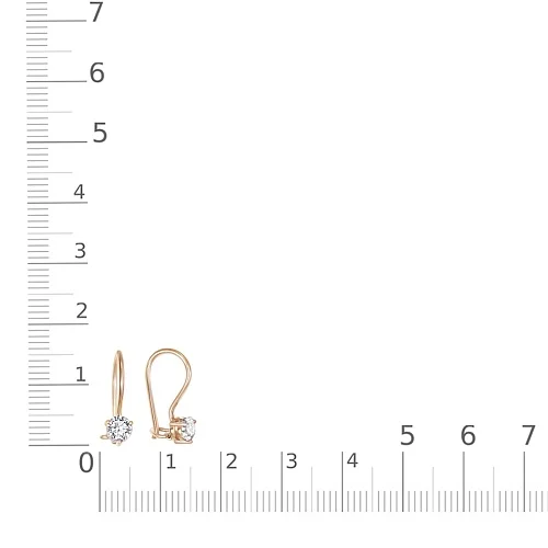 Детские серьги из красного золота с 2 фианитами