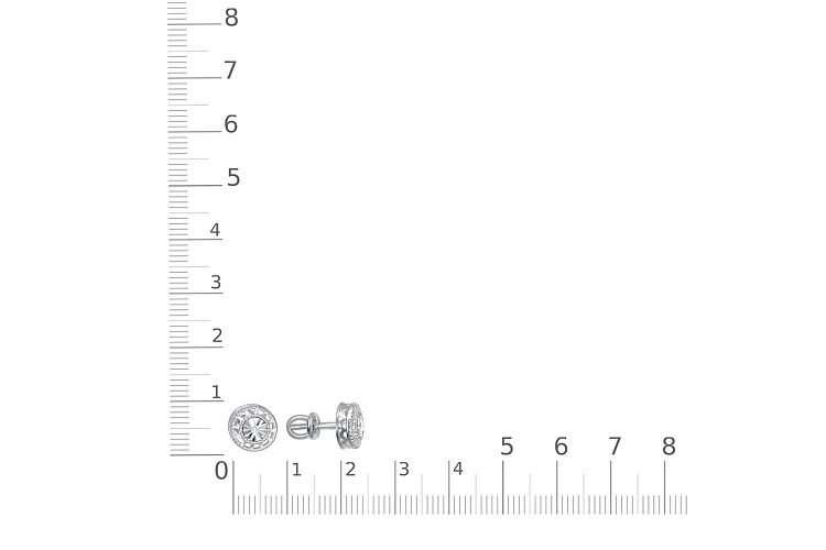 Серьги-пусеты из белого золота с 2 бриллиантами