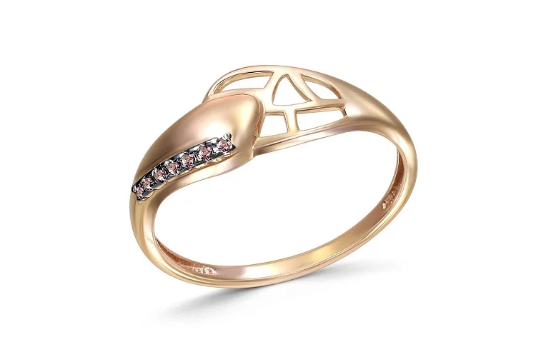 Кольцо из красного золота с 7 фианитами