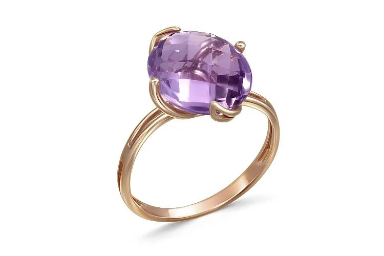 Кольцо из красного золота с аметистом