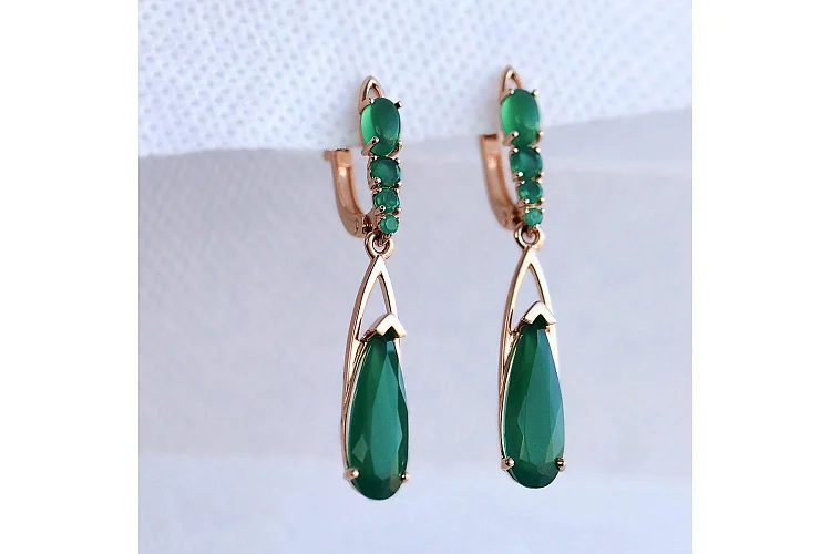Серьги из красного золота с 10 агатами
