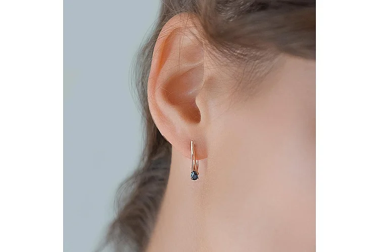 Серьги из красного золота с 2 сапфирами