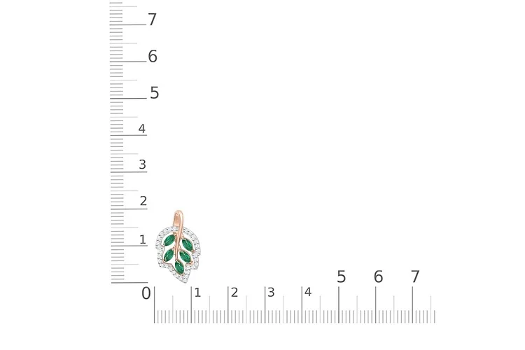 Подвеска Веточка из красного золота с 5 изумрудами и 30 фианитами