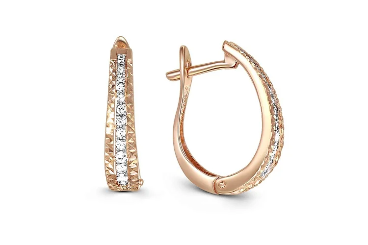Серьги Дорожки из красного золота с 24 бриллиантами