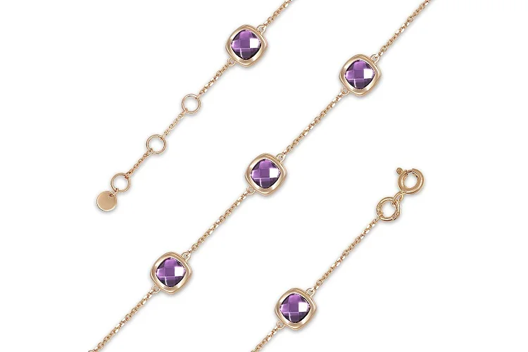 Браслет из красного золота с 5 аметистами